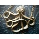 27" Antique Brass Vintage Style Octopus  Necklace